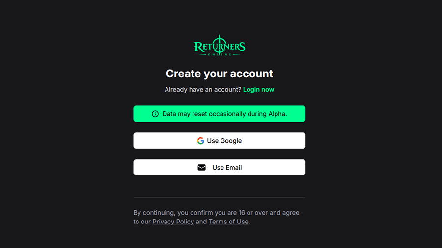 Signup page screenshot